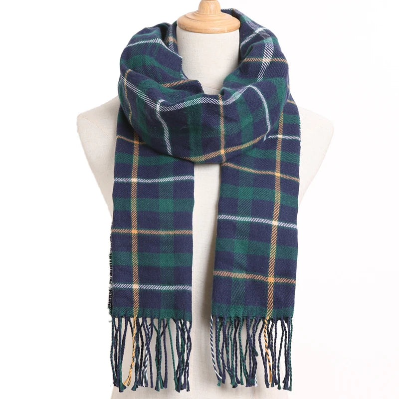 [VIANOSI] 2024 Plaid Winter Scarf Women Luxury Warm Foulard Solid Scarves Fashion Casual Scarfs Cashmere Bufandas Hombre