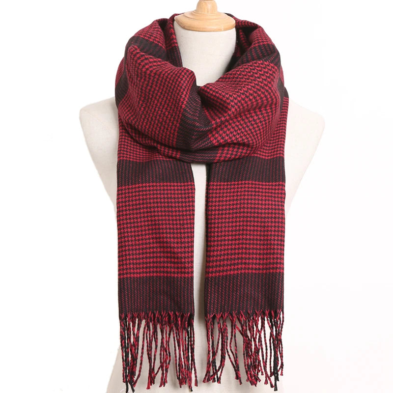 [VIANOSI] 2024 Plaid Winter Scarf Women Luxury Warm Foulard Solid Scarves Fashion Casual Scarfs Cashmere Bufandas Hombre