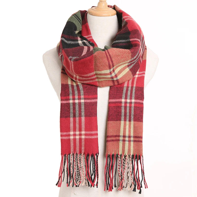 [VIANOSI] 2024 Plaid Winter Scarf Women Luxury Warm Foulard Solid Scarves Fashion Casual Scarfs Cashmere Bufandas Hombre