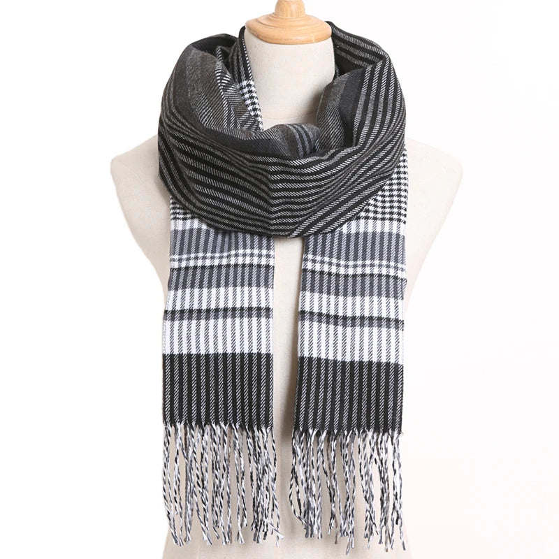 [VIANOSI] 2024 Plaid Winter Scarf Women Luxury Warm Foulard Solid Scarves Fashion Casual Scarfs Cashmere Bufandas Hombre