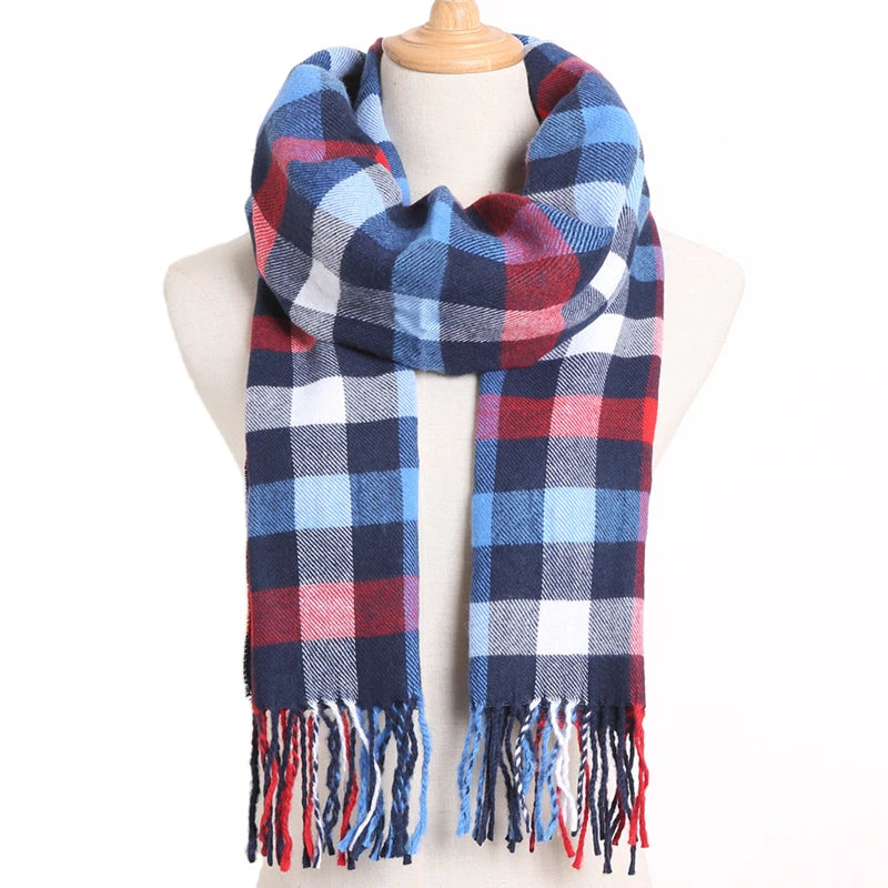 [VIANOSI] 2024 Plaid Winter Scarf Women Luxury Warm Foulard Solid Scarves Fashion Casual Scarfs Cashmere Bufandas Hombre