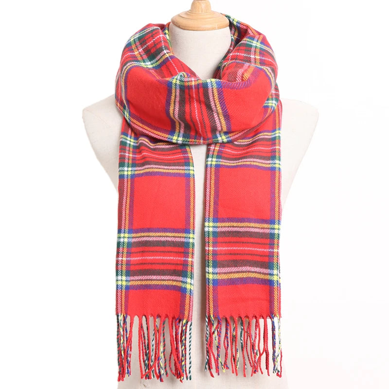 [VIANOSI] 2024 Plaid Winter Scarf Women Luxury Warm Foulard Solid Scarves Fashion Casual Scarfs Cashmere Bufandas Hombre