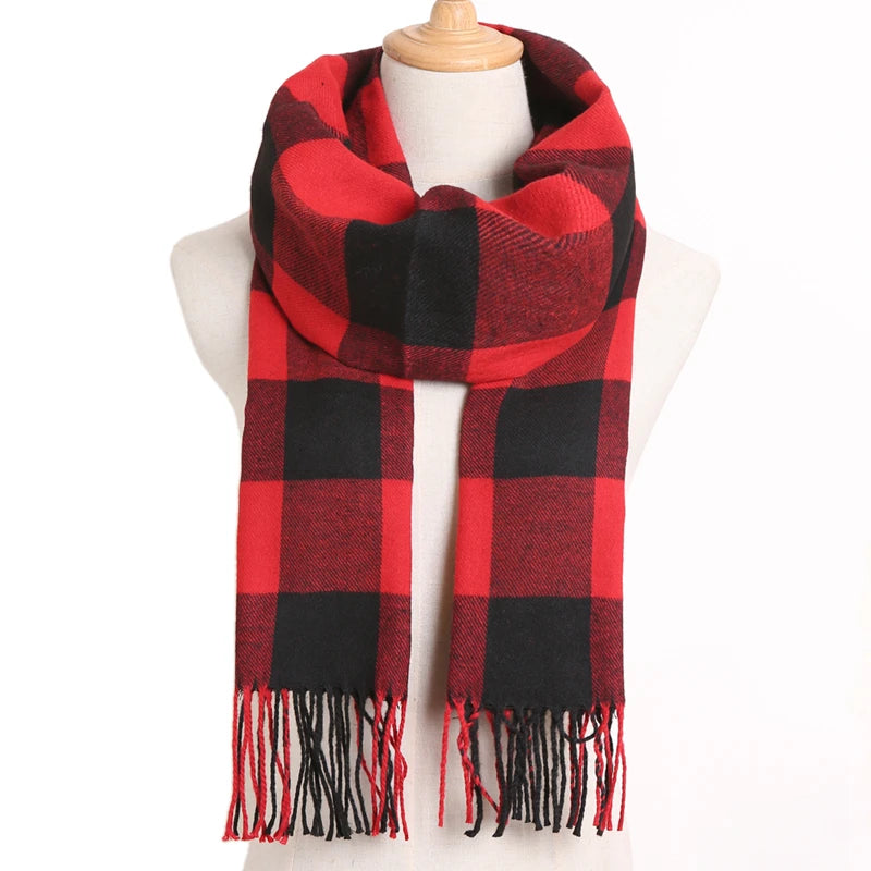 [VIANOSI] 2024 Plaid Winter Scarf Women Luxury Warm Foulard Solid Scarves Fashion Casual Scarfs Cashmere Bufandas Hombre