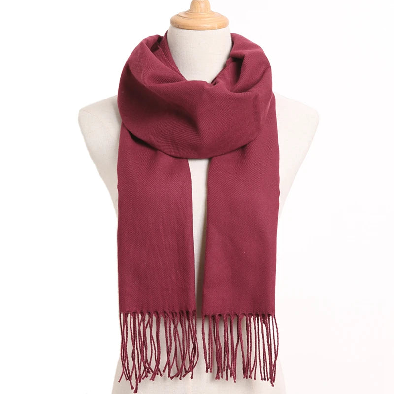 [VIANOSI] 2024 Plaid Winter Scarf Women Luxury Warm Foulard Solid Scarves Fashion Casual Scarfs Cashmere Bufandas Hombre