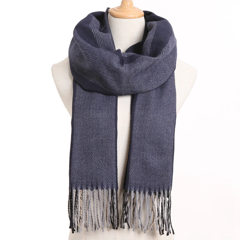 [VIANOSI] 2024 Plaid Winter Scarf Women Luxury Warm Foulard Solid Scarves Fashion Casual Scarfs Cashmere Bufandas Hombre