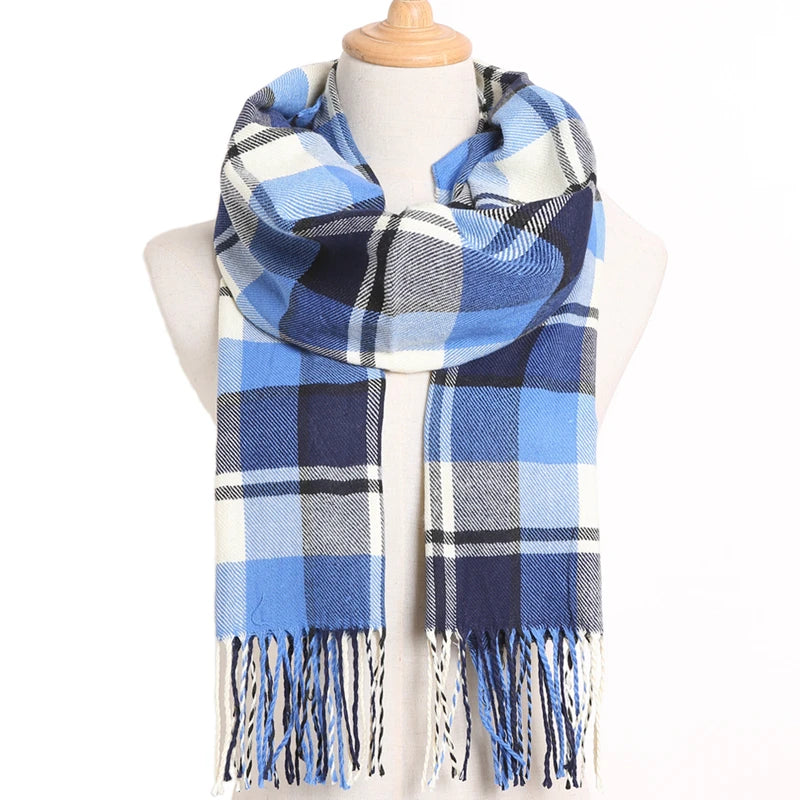 [VIANOSI] 2024 Plaid Winter Scarf Women Luxury Warm Foulard Solid Scarves Fashion Casual Scarfs Cashmere Bufandas Hombre