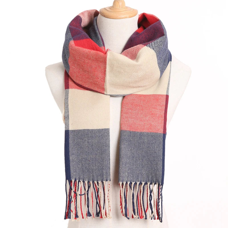 [VIANOSI] 2024 Plaid Winter Scarf Women Luxury Warm Foulard Solid Scarves Fashion Casual Scarfs Cashmere Bufandas Hombre