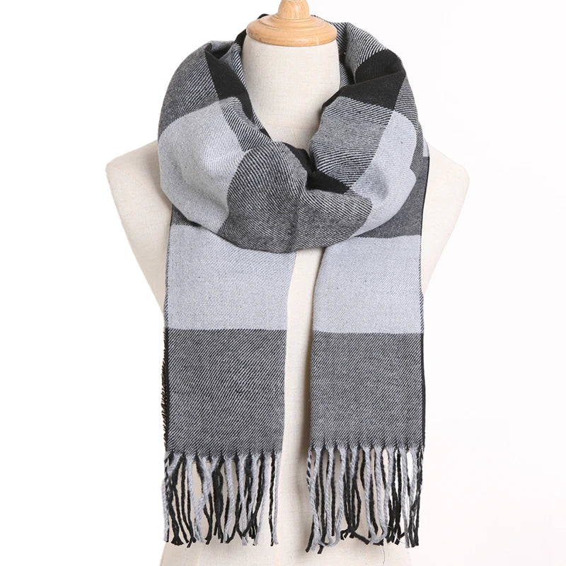 [VIANOSI] 2024 Plaid Winter Scarf Women Luxury Warm Foulard Solid Scarves Fashion Casual Scarfs Cashmere Bufandas Hombre