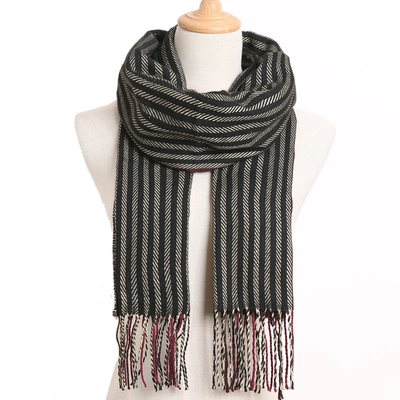 [VIANOSI] 2024 Plaid Winter Scarf Women Luxury Warm Foulard Solid Scarves Fashion Casual Scarfs Cashmere Bufandas Hombre