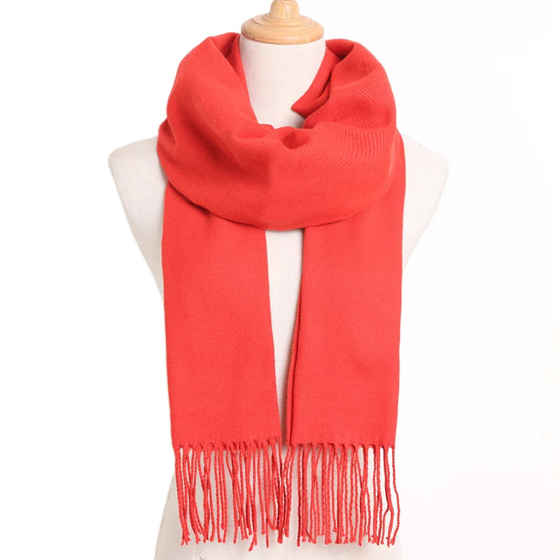 [VIANOSI] 2024 Plaid Winter Scarf Women Luxury Warm Foulard Solid Scarves Fashion Casual Scarfs Cashmere Bufandas Hombre