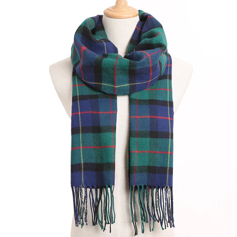 [VIANOSI] 2024 Plaid Winter Scarf Women Luxury Warm Foulard Solid Scarves Fashion Casual Scarfs Cashmere Bufandas Hombre