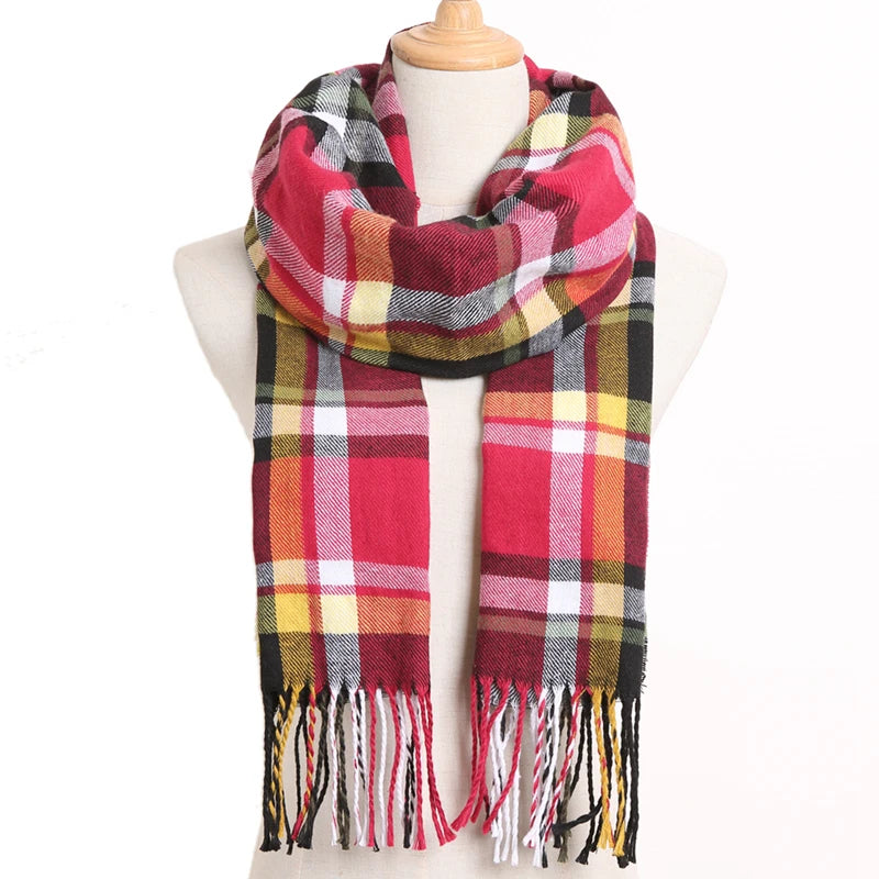 [VIANOSI] 2024 Plaid Winter Scarf Women Luxury Warm Foulard Solid Scarves Fashion Casual Scarfs Cashmere Bufandas Hombre