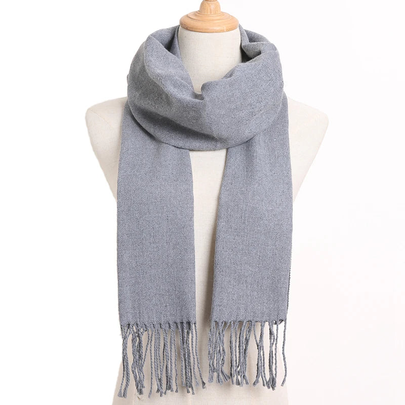 [VIANOSI] 2024 Plaid Winter Scarf Women Luxury Warm Foulard Solid Scarves Fashion Casual Scarfs Cashmere Bufandas Hombre
