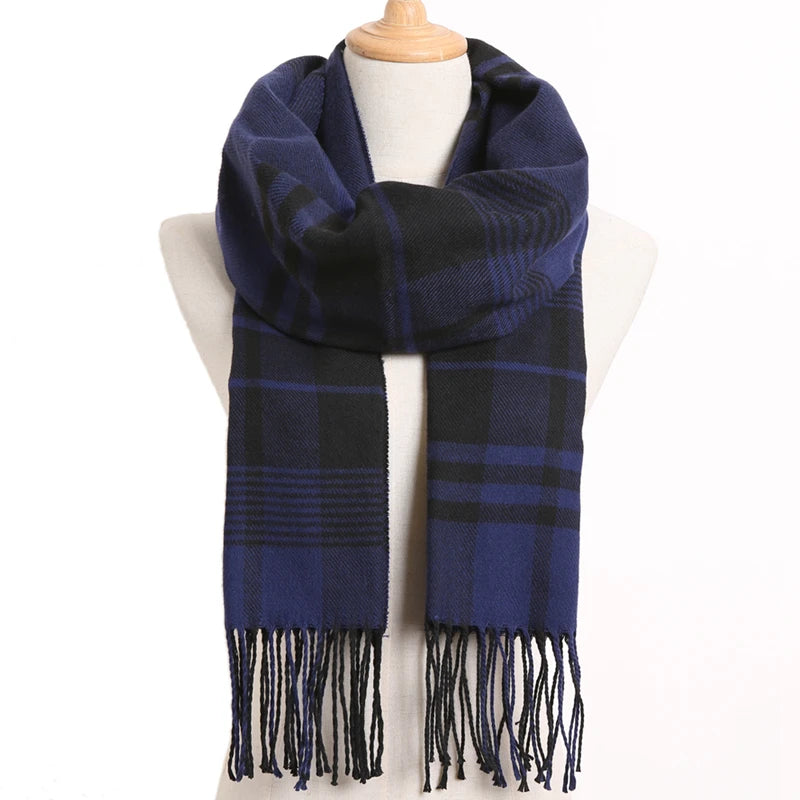 [VIANOSI] 2024 Plaid Winter Scarf Women Luxury Warm Foulard Solid Scarves Fashion Casual Scarfs Cashmere Bufandas Hombre