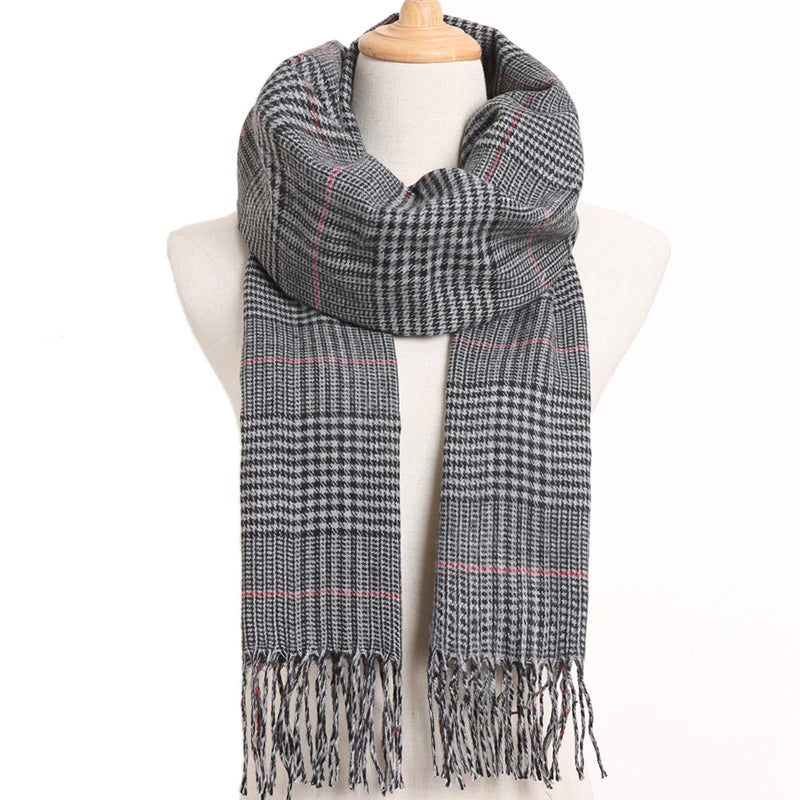 [VIANOSI] 2024 Plaid Winter Scarf Women Luxury Warm Foulard Solid Scarves Fashion Casual Scarfs Cashmere Bufandas Hombre