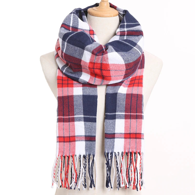 [VIANOSI] 2024 Plaid Winter Scarf Women Luxury Warm Foulard Solid Scarves Fashion Casual Scarfs Cashmere Bufandas Hombre