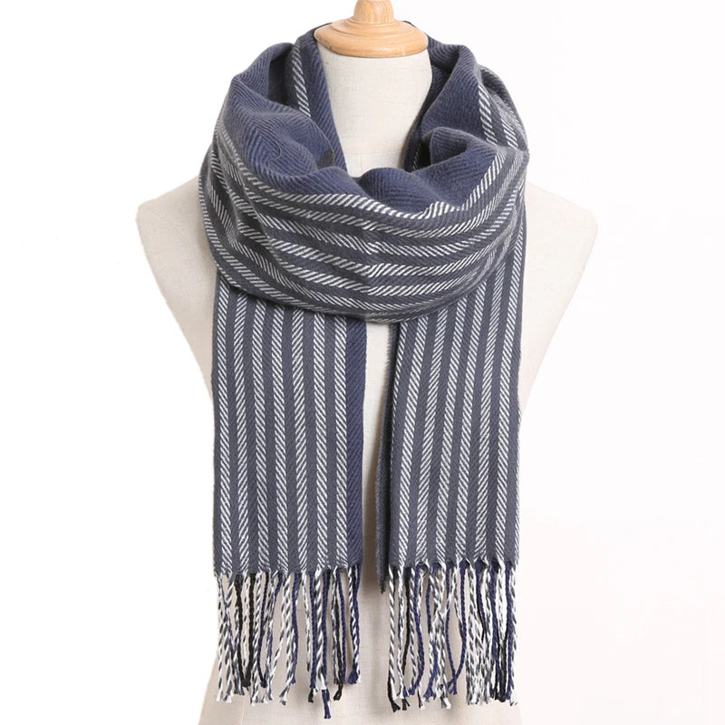 [VIANOSI] 2024 Plaid Winter Scarf Women Luxury Warm Foulard Solid Scarves Fashion Casual Scarfs Cashmere Bufandas Hombre