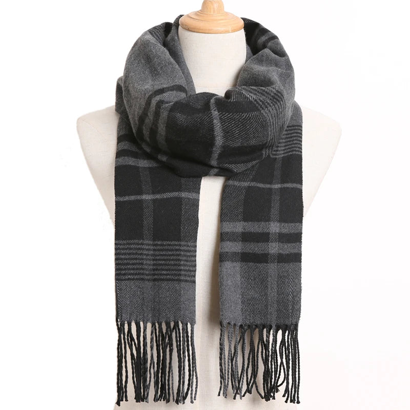 [VIANOSI] 2024 Plaid Winter Scarf Women Luxury Warm Foulard Solid Scarves Fashion Casual Scarfs Cashmere Bufandas Hombre