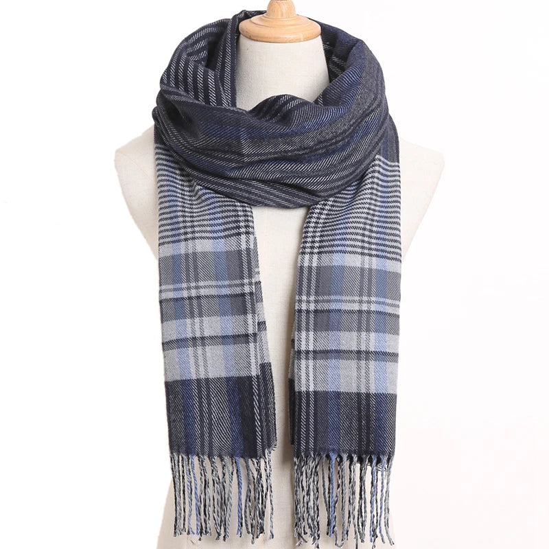 [VIANOSI] 2024 Plaid Winter Scarf Women Luxury Warm Foulard Solid Scarves Fashion Casual Scarfs Cashmere Bufandas Hombre