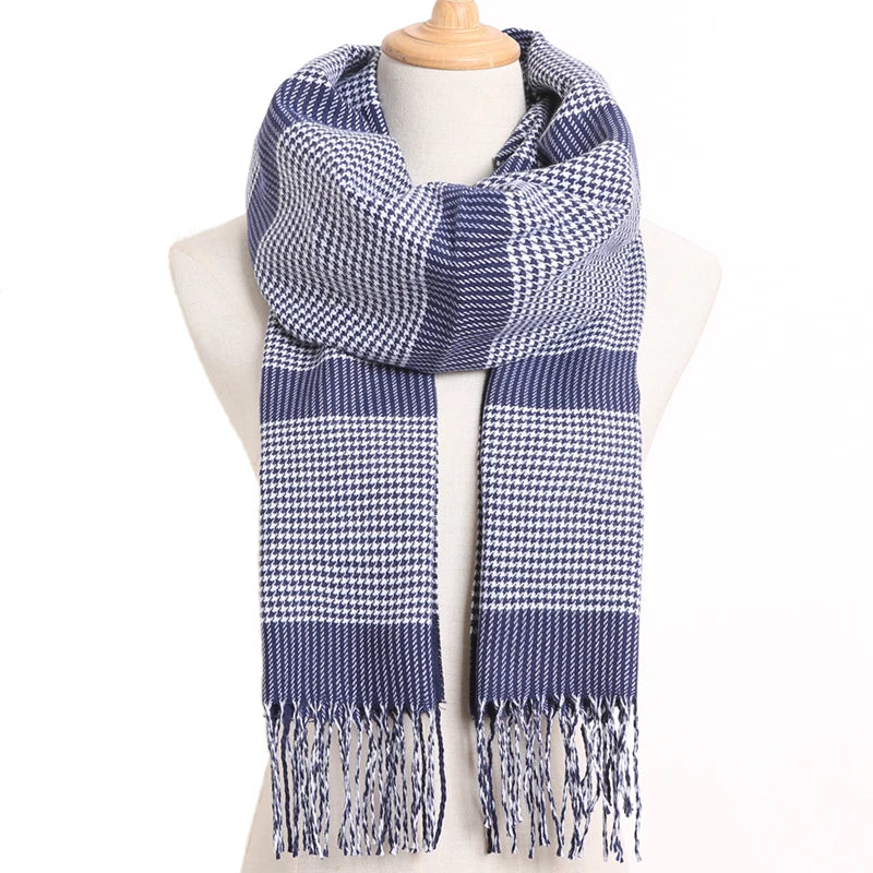[VIANOSI] 2024 Plaid Winter Scarf Women Luxury Warm Foulard Solid Scarves Fashion Casual Scarfs Cashmere Bufandas Hombre