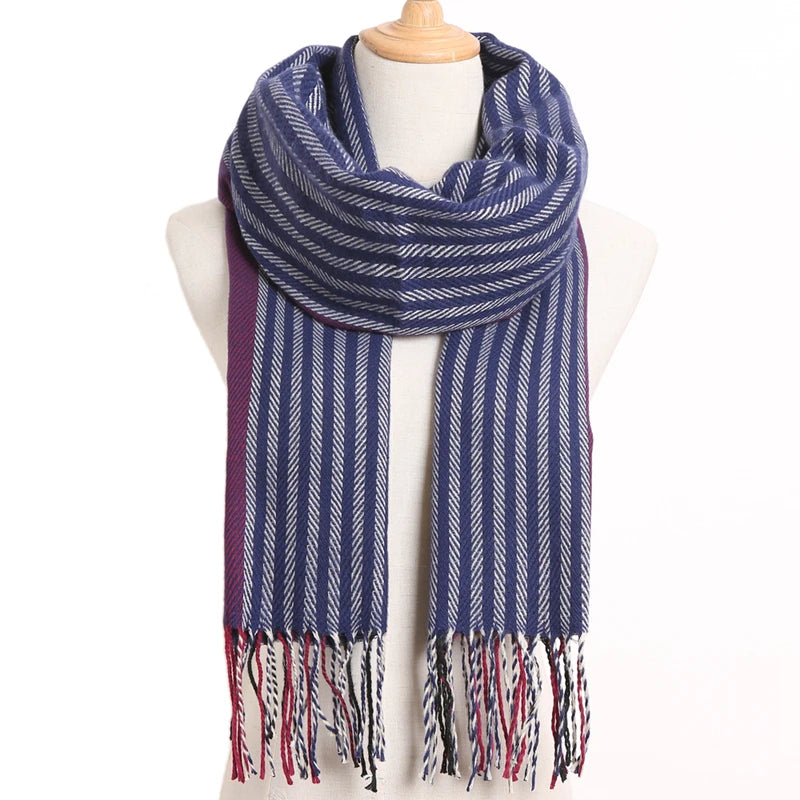 [VIANOSI] 2024 Plaid Winter Scarf Women Luxury Warm Foulard Solid Scarves Fashion Casual Scarfs Cashmere Bufandas Hombre