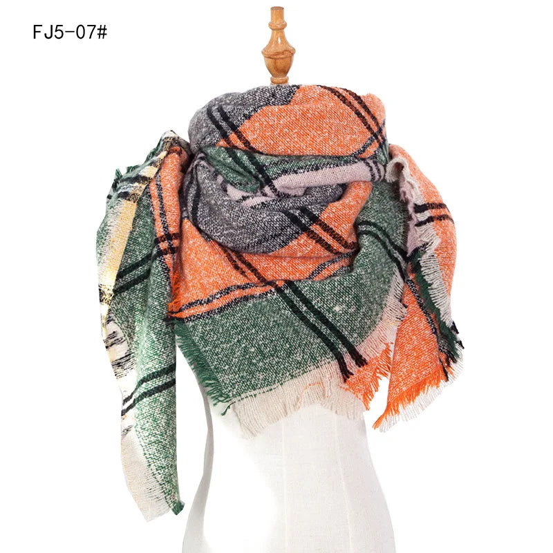 Women Winter Scarf Triangle Knitted Scarf Casual Ladies Plaid Pashmina Shawl and Wrap Female Foulard Scarves Echarpe Bufanda
