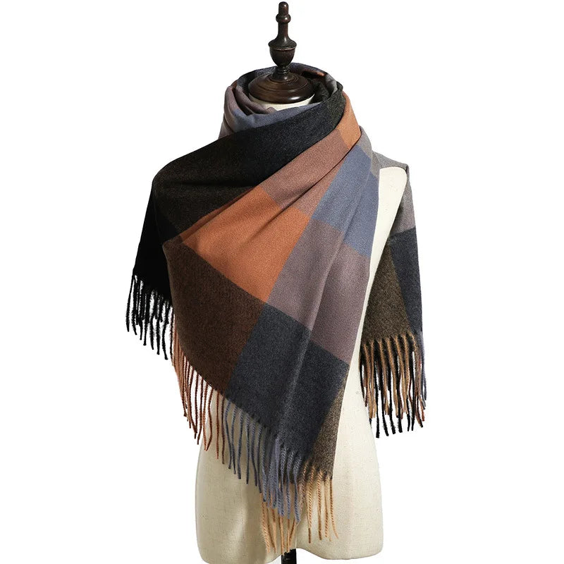 2024 Designer knitted spring winter women scarf plaid warm cashmere scarves shawl luxury brand neck bandana Striped plaid shawl