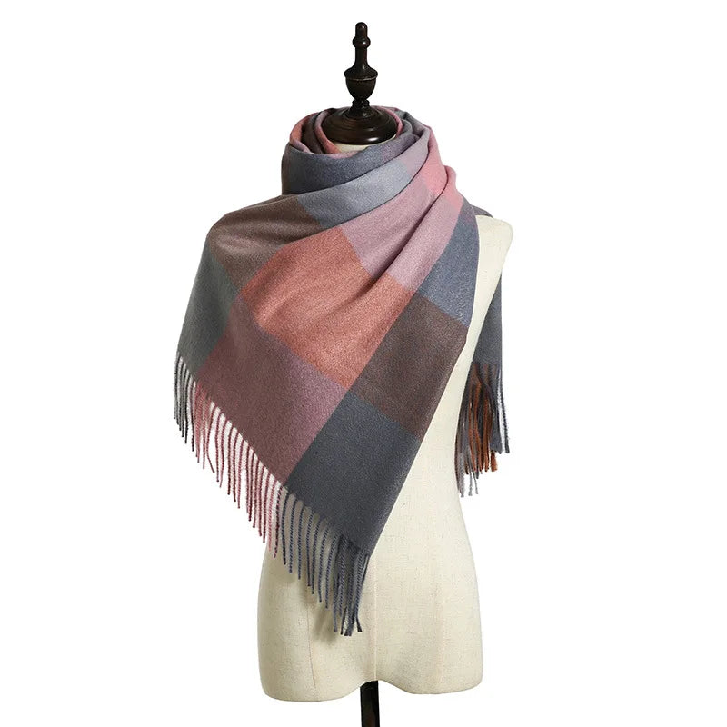 2024 Designer knitted spring winter women scarf plaid warm cashmere scarves shawl luxury brand neck bandana Striped plaid shawl