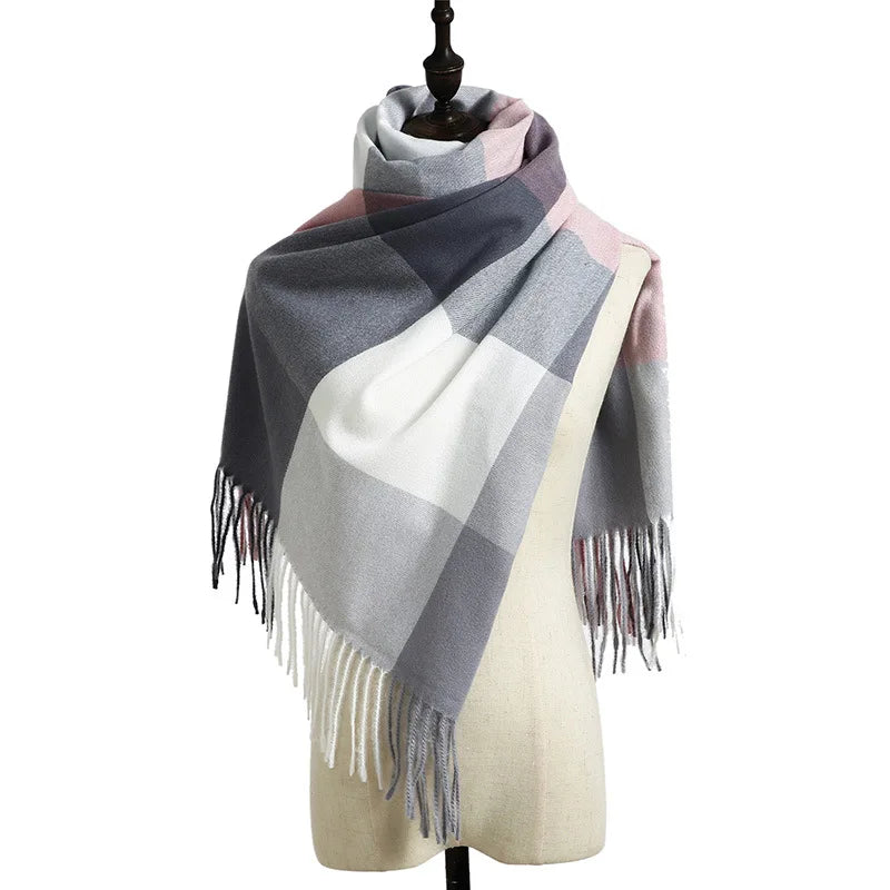2024 Designer knitted spring winter women scarf plaid warm cashmere scarves shawl luxury brand neck bandana Striped plaid shawl