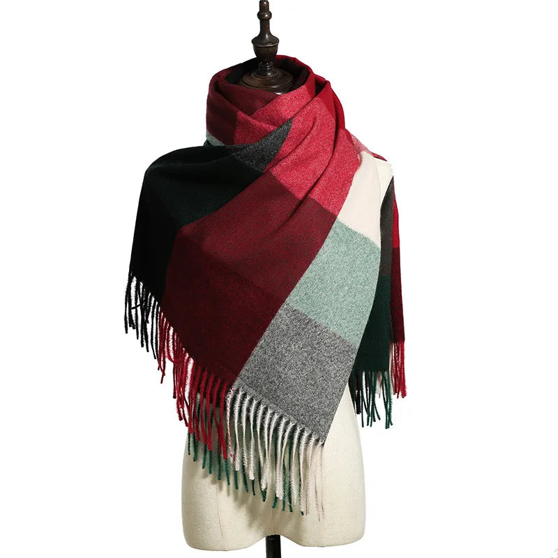 2024 Designer knitted spring winter women scarf plaid warm cashmere scarves shawl luxury brand neck bandana Striped plaid shawl