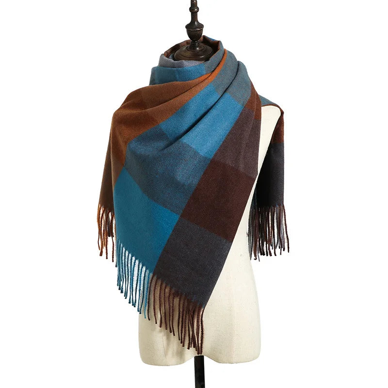 2024 Designer knitted spring winter women scarf plaid warm cashmere scarves shawl luxury brand neck bandana Striped plaid shawl