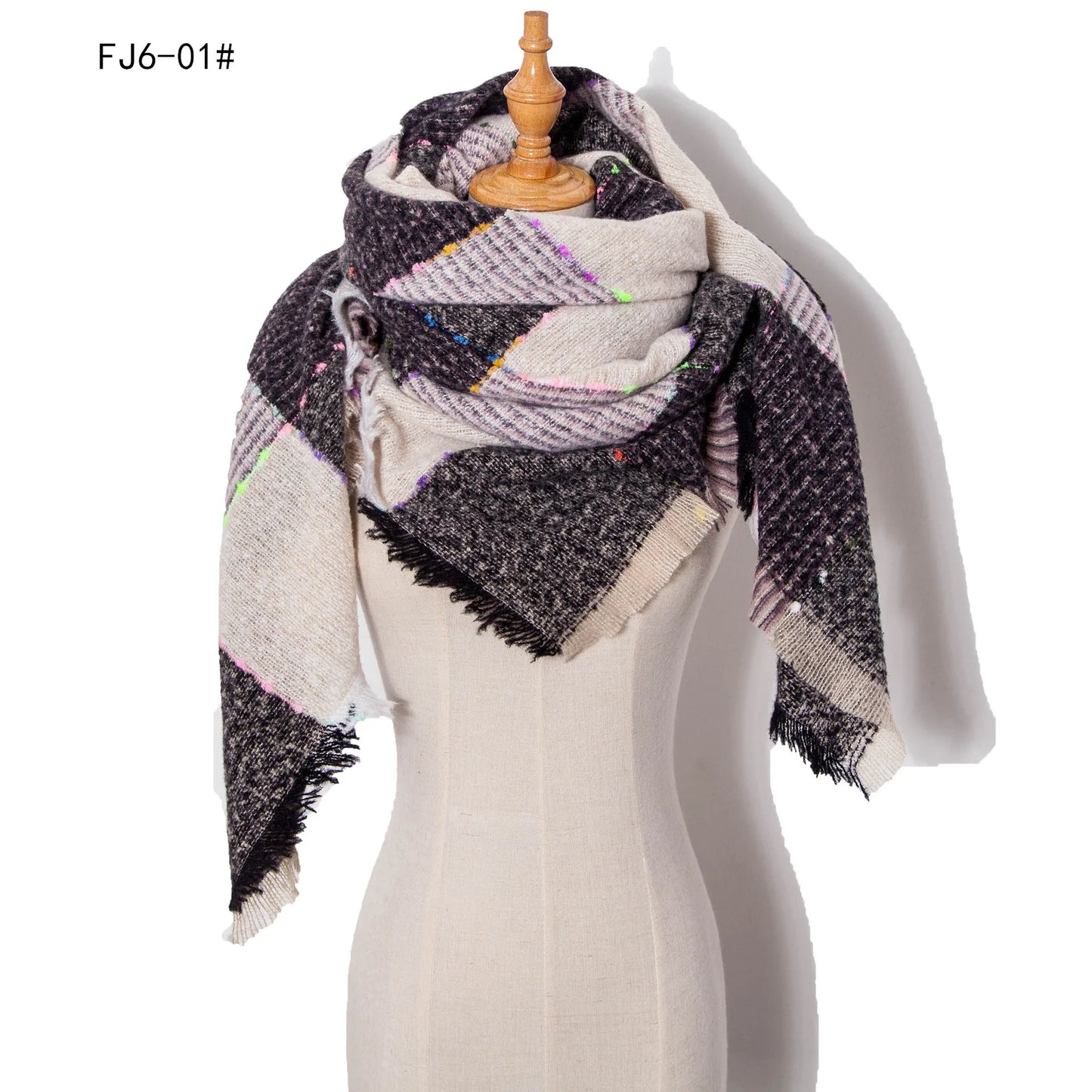 Women Winter Scarf Triangle Knitted Scarf Casual Ladies Plaid Pashmina Shawl and Wrap Female Foulard Scarves Echarpe Bufanda
