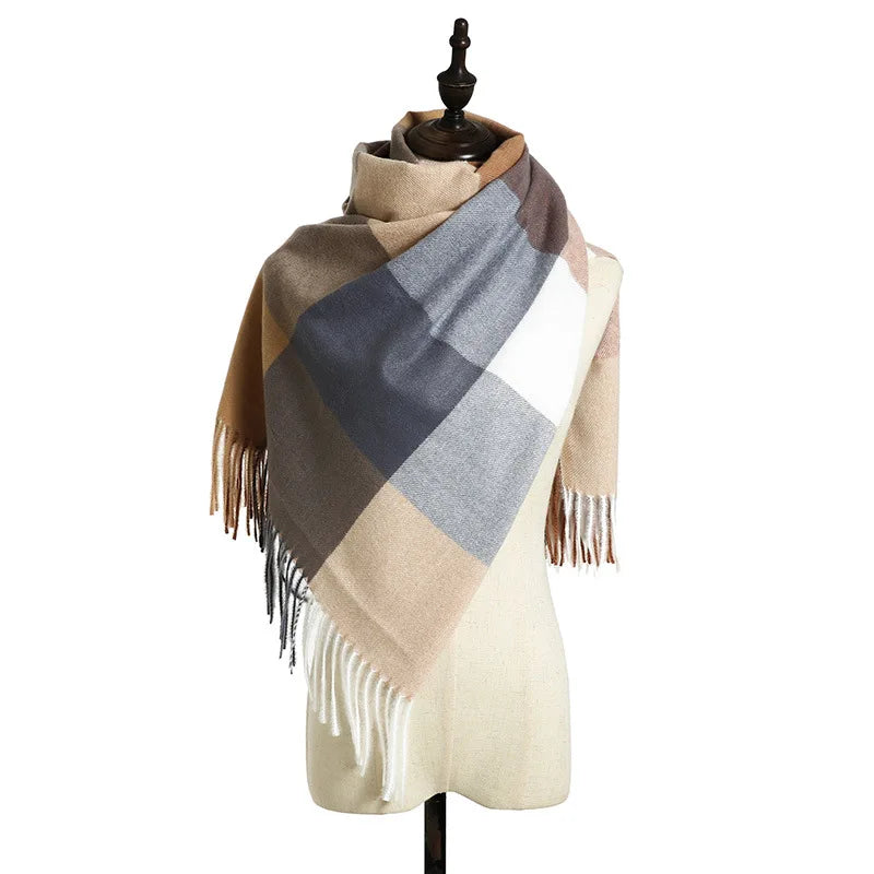 2024 Designer knitted spring winter women scarf plaid warm cashmere scarves shawl luxury brand neck bandana Striped plaid shawl