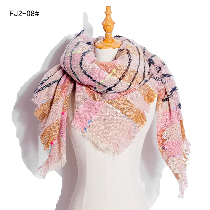 Women Winter Scarf Triangle Knitted Scarf Casual Ladies Plaid Pashmina Shawl and Wrap Female Foulard Scarves Echarpe Bufanda