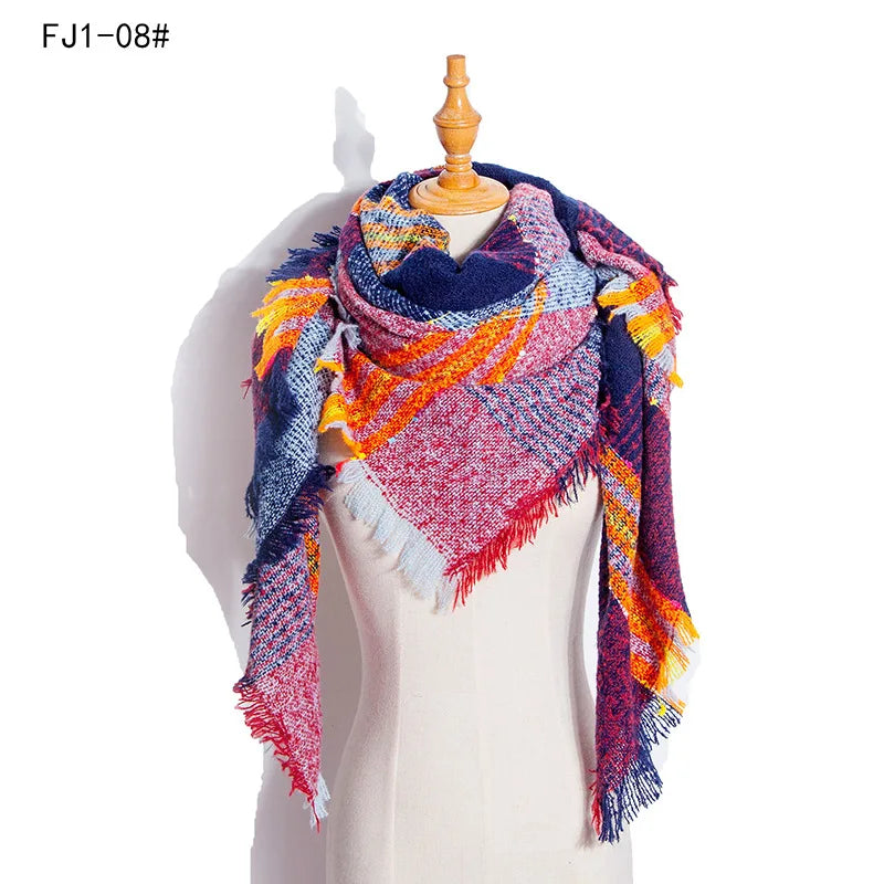 Women Winter Scarf Triangle Knitted Scarf Casual Ladies Plaid Pashmina Shawl and Wrap Female Foulard Scarves Echarpe Bufanda