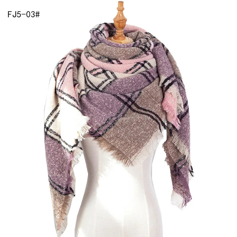 Women Winter Scarf Triangle Knitted Scarf Casual Ladies Plaid Pashmina Shawl and Wrap Female Foulard Scarves Echarpe Bufanda