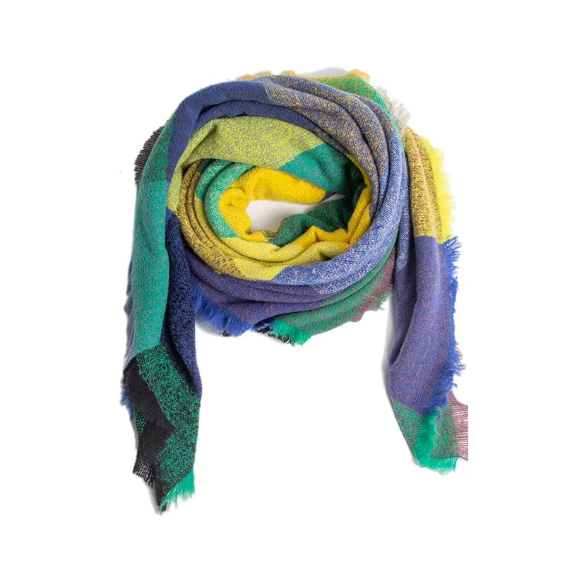Women Winter Scarf Triangle Knitted Scarf Casual Ladies Plaid Pashmina Shawl and Wrap Female Foulard Scarves Echarpe Bufanda