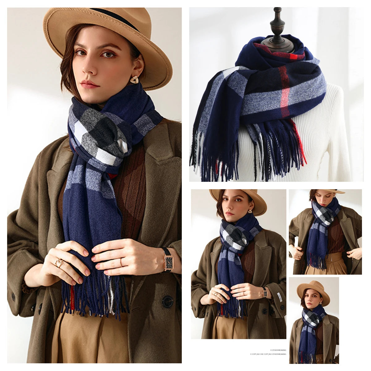 Women Autumn Winter Scarf Lady Cashmere Feeling Muffler Spring Fall Large Blanket Classic Plaid Shawl Soft Warm Wrap Wholesale