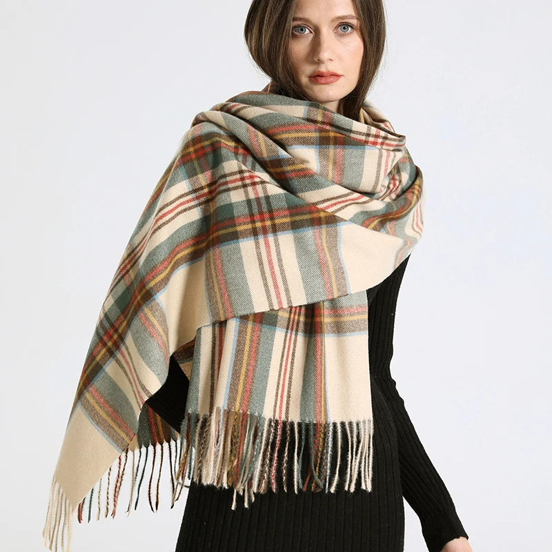 2024 Designer knitted spring winter women scarf plaid warm cashmere scarves shawl luxury brand neck bandana Striped plaid shawl