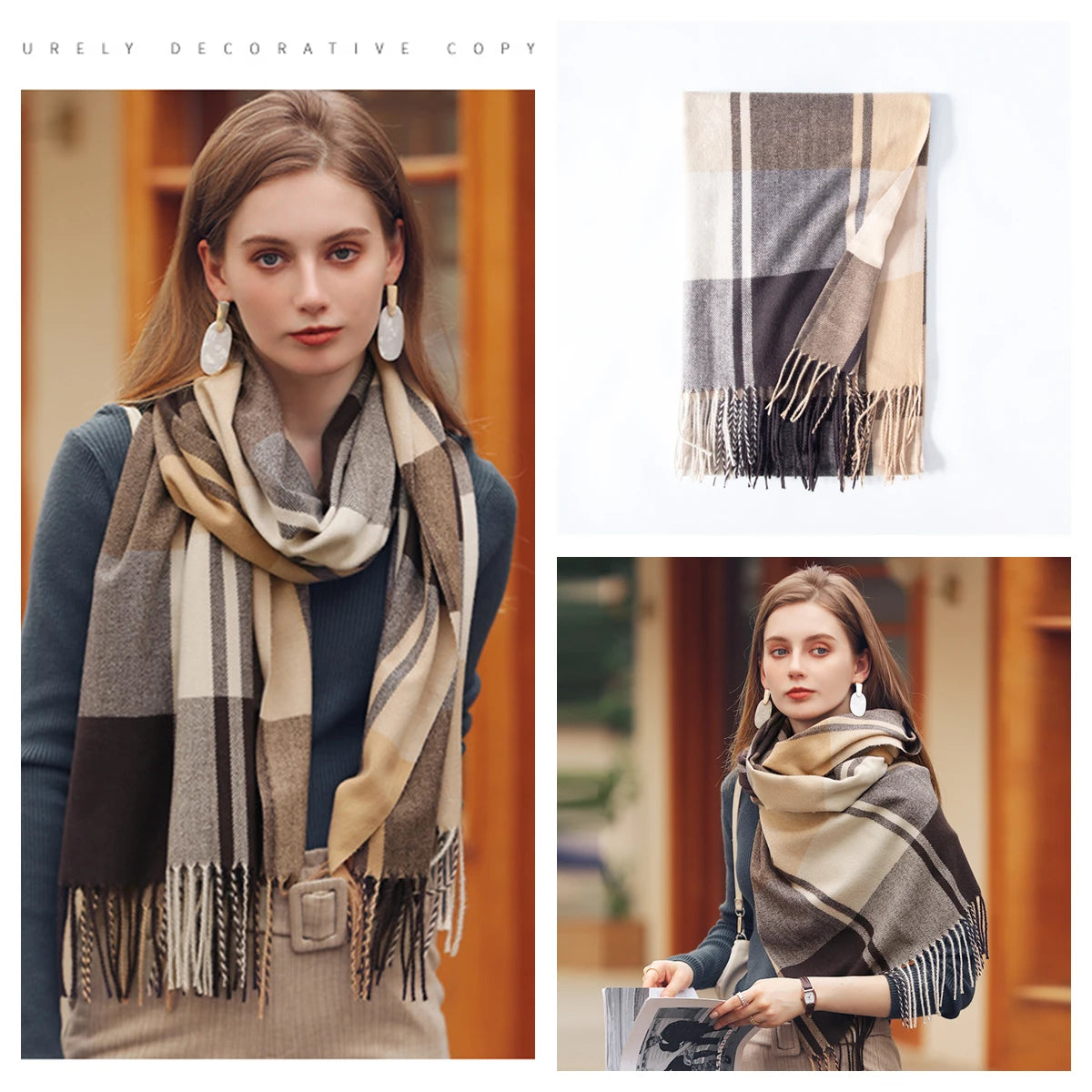 Women Autumn Winter Scarf Lady Cashmere Feeling Muffler Spring Fall Large Blanket Classic Plaid Shawl Soft Warm Wrap Wholesale