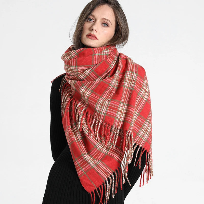 2024 Designer knitted spring winter women scarf plaid warm cashmere scarves shawl luxury brand neck bandana Striped plaid shawl