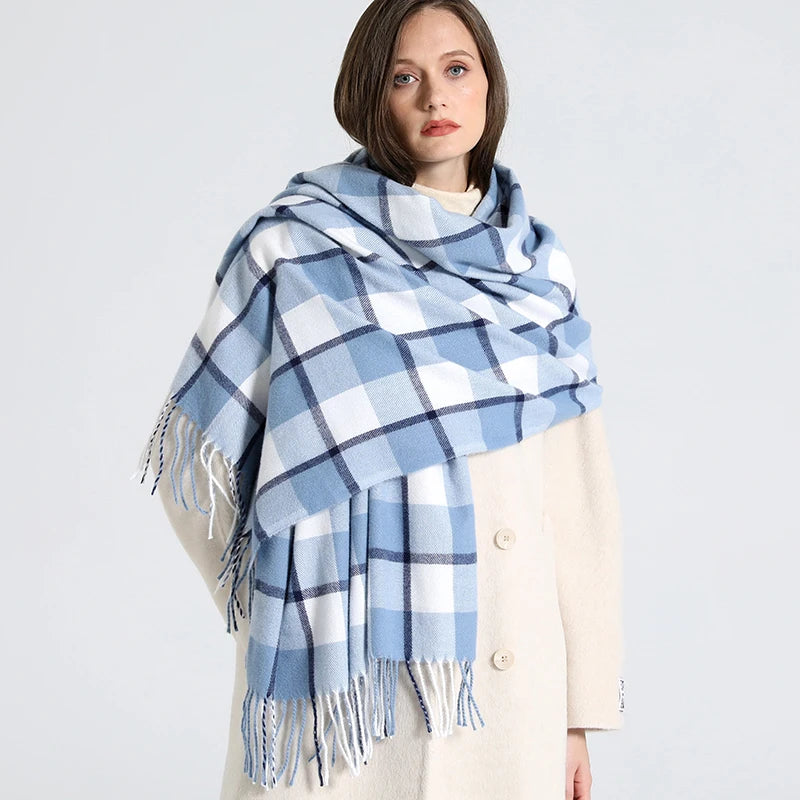 2024 Designer knitted spring winter women scarf plaid warm cashmere scarves shawl luxury brand neck bandana Striped plaid shawl