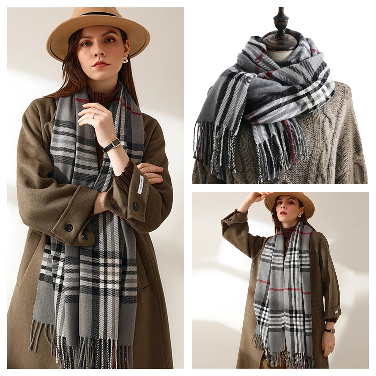 Women Autumn Winter Scarf Lady Cashmere Feeling Muffler Spring Fall Large Blanket Classic Plaid Shawl Soft Warm Wrap Wholesale
