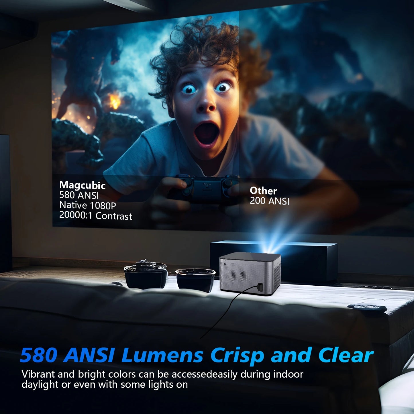 Magcubic HY350 4K Android 11 Projector with 580 ANSI Lumens