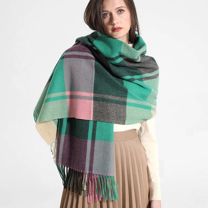2024 Designer knitted spring winter women scarf plaid warm cashmere scarves shawl luxury brand neck bandana Striped plaid shawl
