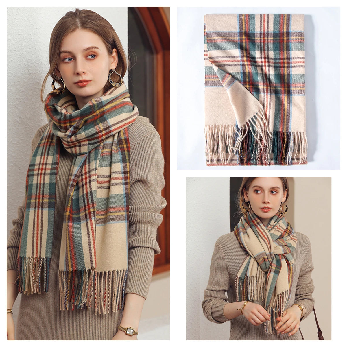 Women Autumn Winter Scarf Lady Cashmere Feeling Muffler Spring Fall Large Blanket Classic Plaid Shawl Soft Warm Wrap Wholesale