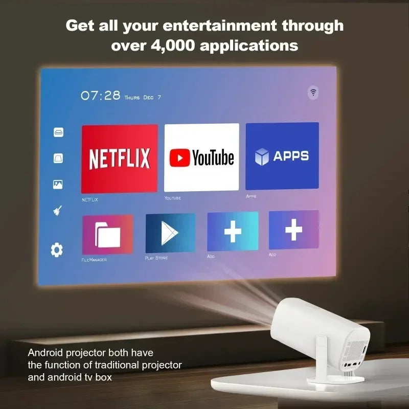 Smart Mini Projector with Bluetooth WiFi Portable