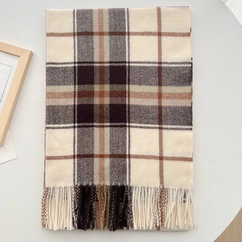 Christmas British Classic Plaid Scarf Female Autumn and Winter Warm Faux Cashmere Shawl Dual-Use Christmas New Year Gift