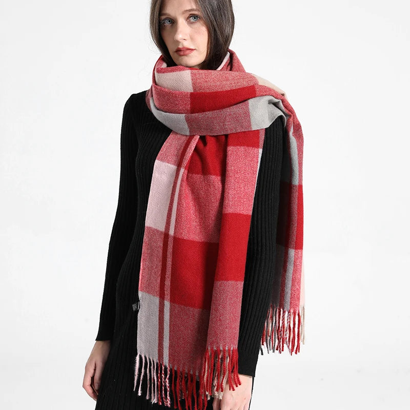 2024 Designer knitted spring winter women scarf plaid warm cashmere scarves shawl luxury brand neck bandana Striped plaid shawl