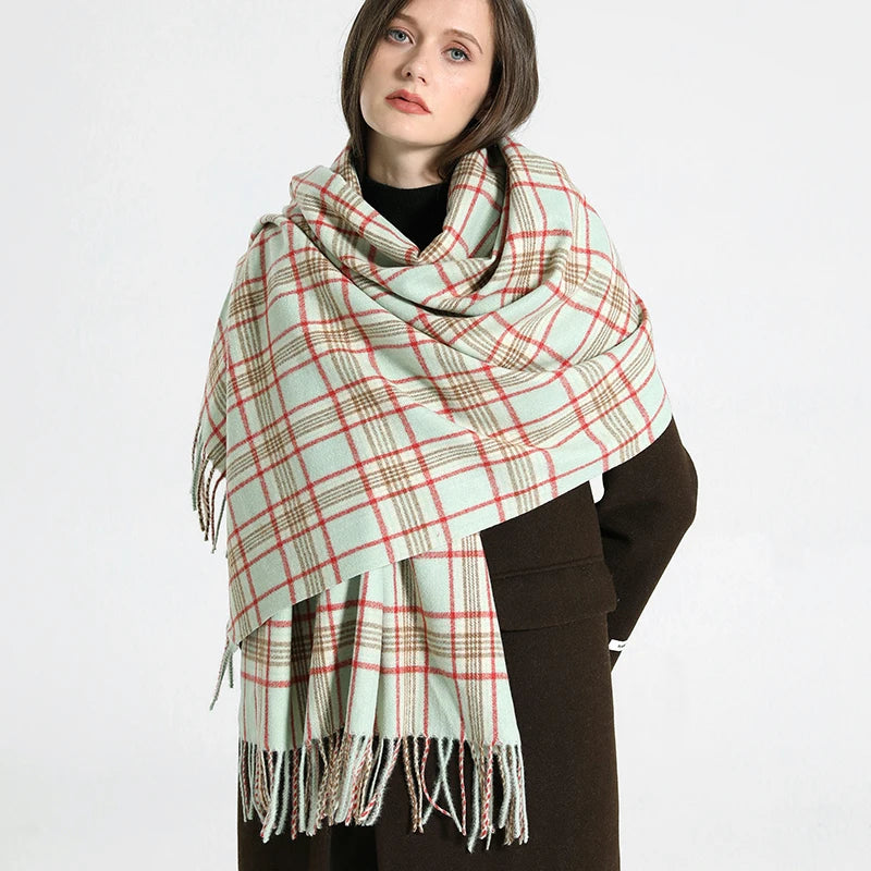 2024 Designer knitted spring winter women scarf plaid warm cashmere scarves shawl luxury brand neck bandana Striped plaid shawl